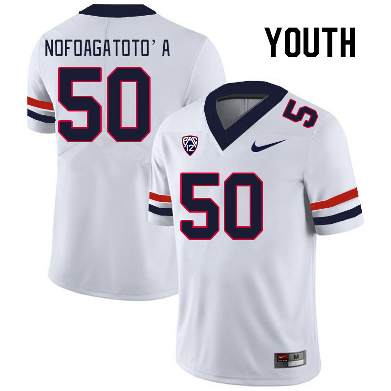 Youth #50 Sio Nofoagatoto'a Arizona Wildcats College Football Jerseys Stitched Sale-White - Click Image to Close